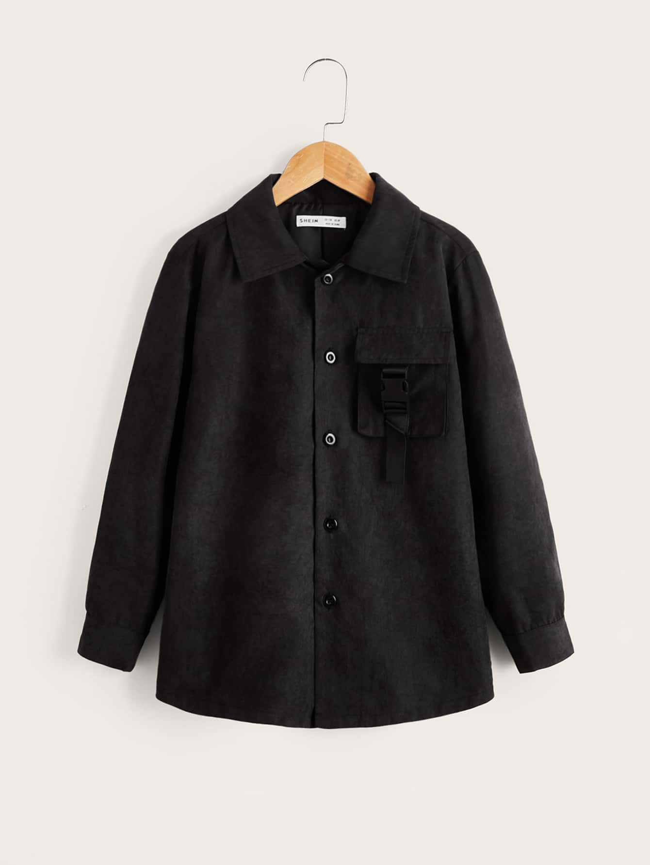 SHEIN Boys Buckled Flap Pocket Coat