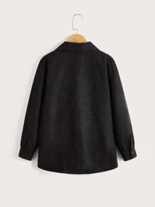 SHEIN Boys Buckled Flap Pocket Coat - Black - View 2