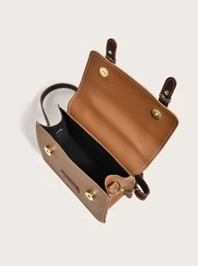 Mini Flap Satchel Bag - Brown - View 4