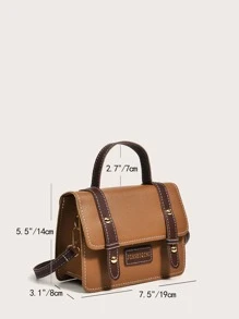 Mini Flap Satchel Bag - Brown - View 6