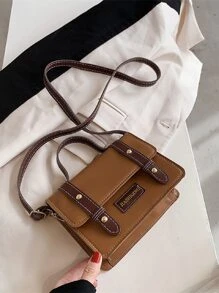 Mini Flap Satchel Bag - Brown - View 5