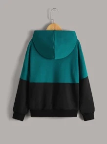 SHEIN Tween Boy Letter Embroidered Half Zip Placket Sweatshirt - Multicolor - View 2