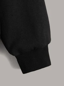 SHEIN Tween Boy Letter Embroidered Half Zip Placket Sweatshirt - Multicolor - View 4