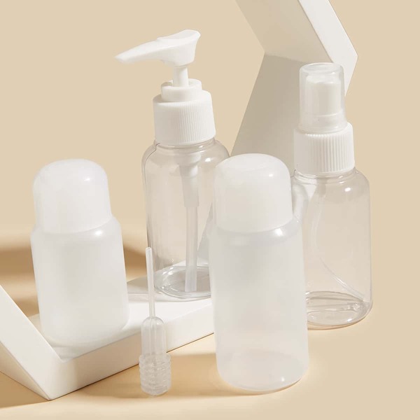 

4pcs Subpackage Bottle & 1pc Straw, Clear