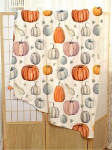Autumn Pumpkin Print Blanket - Multicolor - View 1