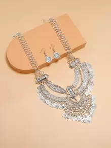 con diseño de disco Collar & Pendientes