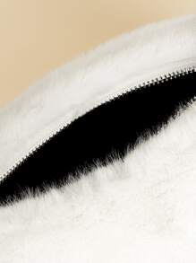 Fuzzy, Soft, Plush Minimalist Fluffy Bag For Girls, Women, College Students, Rookies & White-Collar Workers For Work, Office, Commute, For Autumn & Winter, Warm Winter, Outdoors - White - View 5