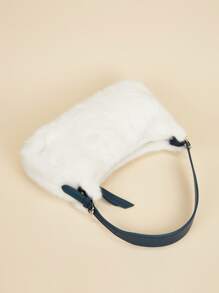 Fuzzy, Soft, Plush Minimalist Fluffy Bag For Girls, Women, College Students, Rookies & White-Collar Workers For Work, Office, Commute, For Autumn & Winter, Warm Winter, Outdoors - White - View 6