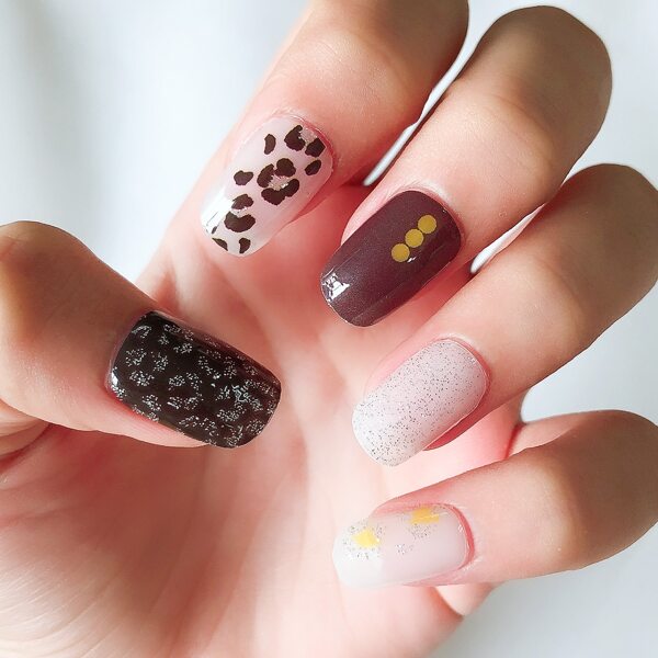 

1sheet Leopard & Glitter Nail Art Sticker & 1pc Nail File, Multicolor