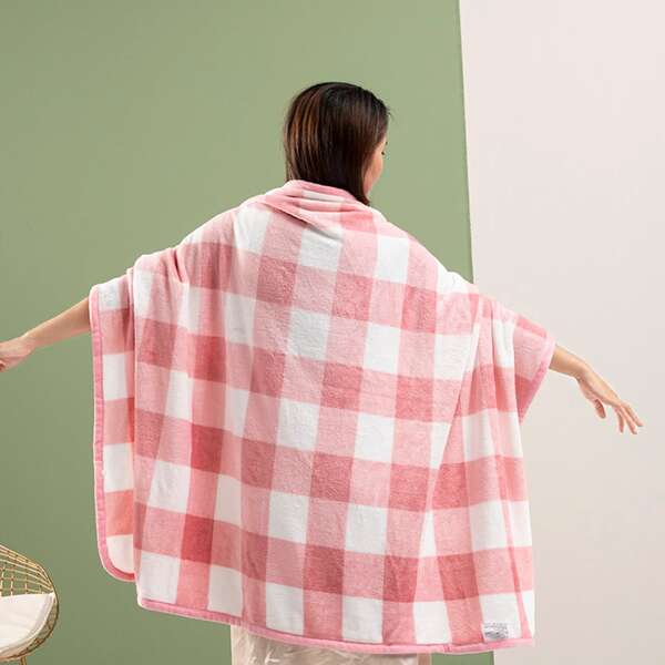 

1pc Plaid Pattern Blanket, Red and white
