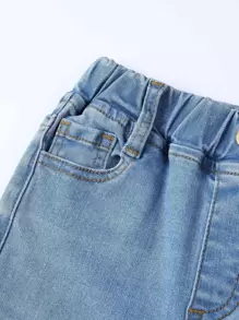 SHEIN 年輕男孩貓爪擦洗錐形牛仔褲 - 淺色水洗藍 - 查看 3