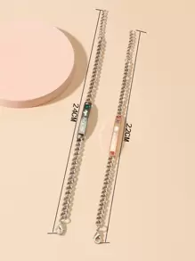 時尚流行男士合金2入組字母圖案情侶手鍊，適合珠寶禮物和時尚外觀 - 彩色 - 查看 2