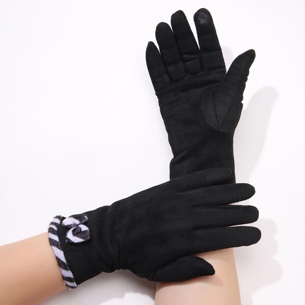 

Bow Knot Decor Gloves, Black