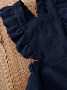 Đầm em bé Hội Chữ thập Xù Viên lá sen màu trơn Dễ thương - Màu xanh hải quân - Xem 3