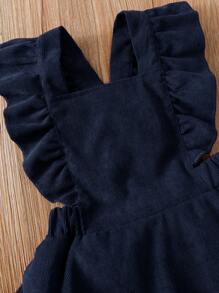 Đầm em bé Hội Chữ thập Xù Viên lá sen màu trơn Dễ thương - Màu xanh hải quân - Xem 5