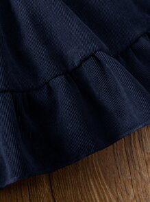 Đầm em bé Hội Chữ thập Xù Viên lá sen màu trơn Dễ thương - Màu xanh hải quân - Xem 6