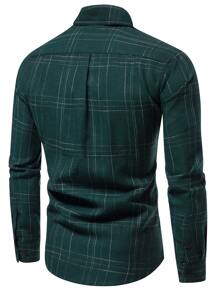 Manfinity Men Plaid Pocket Patched Shirt - Green - View 2