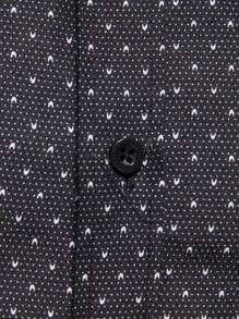 Manfinity Mode Men Allover Print Button Up Long Sleeve Casual Collar Shirt, For Work, Business - Black and White - View 3