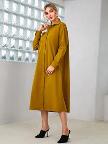 Mulvari Drop Shoulder Shirt Dress With Corset - Mustard Yellow - View 5