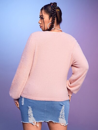 Plus Bishop Sleeve Ruched Detail Jumper