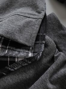 SHEIN Explorewe 青年男孩格子圖案及字母圖案連帽衛衣及有扣蓋口袋運動長褲