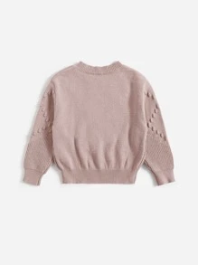 SHEIN Young Girl Solid Color Popcorn Knit Sweater Pullover In Autumn And Winter