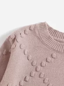 SHEIN Young Girl Solid Color Popcorn Knit Sweater Pullover In Autumn And Winter