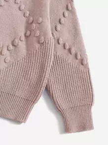 SHEIN Young Girl Solid Color Popcorn Knit Sweater Pullover In Autumn And Winter
