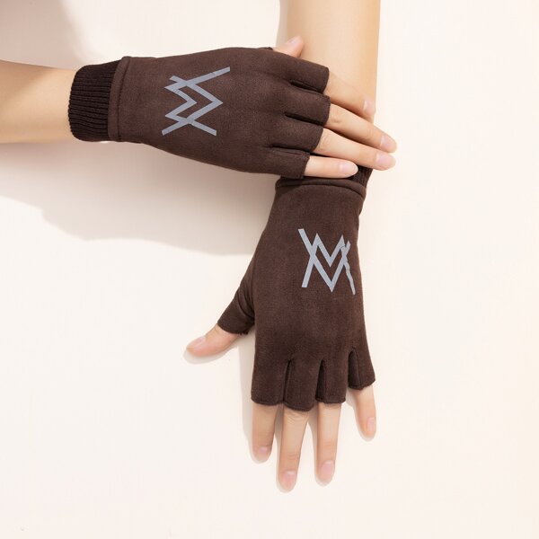 

Letter Graphic Gloves, Coffee brown