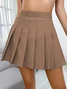 Zielony Zip Back Pleated Skirt