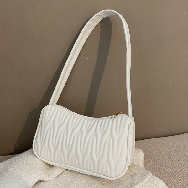 

Minimalist Textured Baguette Bag, White
