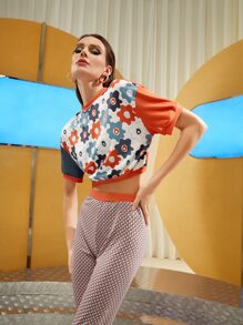 THAÍS PÉREZ JAÉN Floral Pattern Crop Top - Multicolor - View 1