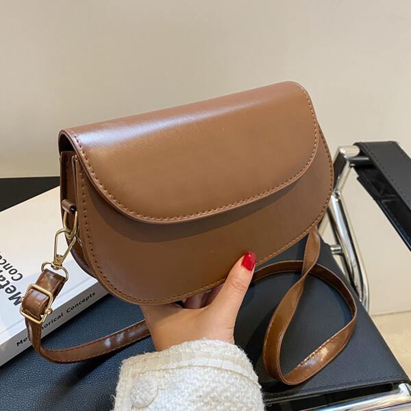 

Minimalist Flap Saddle Bag, Brown