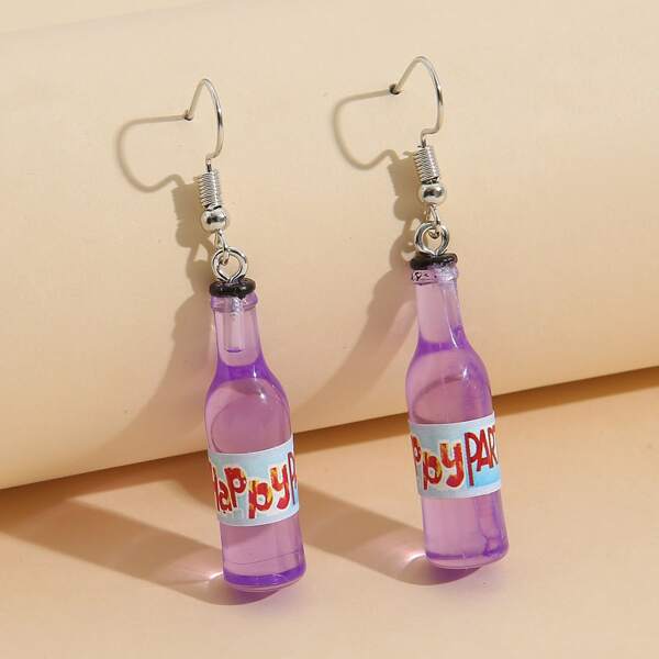 

Creative Wine Bottle Earrings, Mauve purple