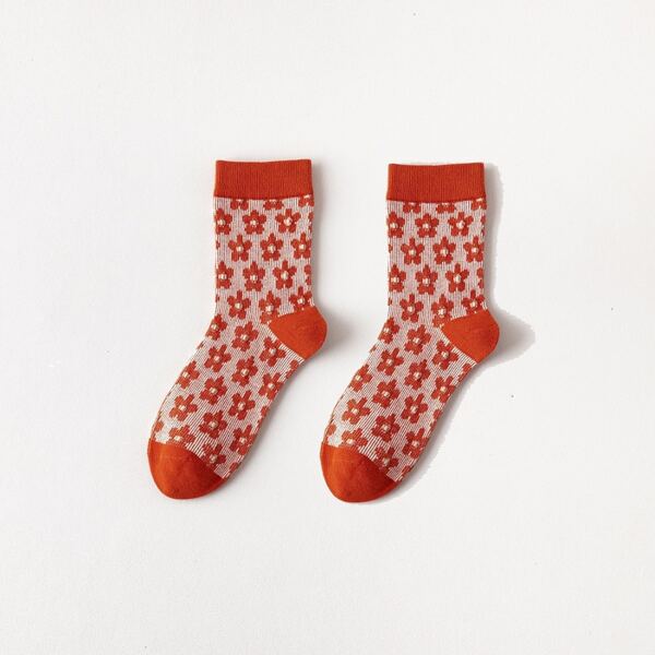 

Flower Pattern Socks, Multicolor