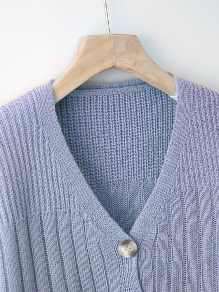 كارديجان بأزرار للنهاية منخفض الأكتاف - أزرق فاتح اللون - مشاهدة 4