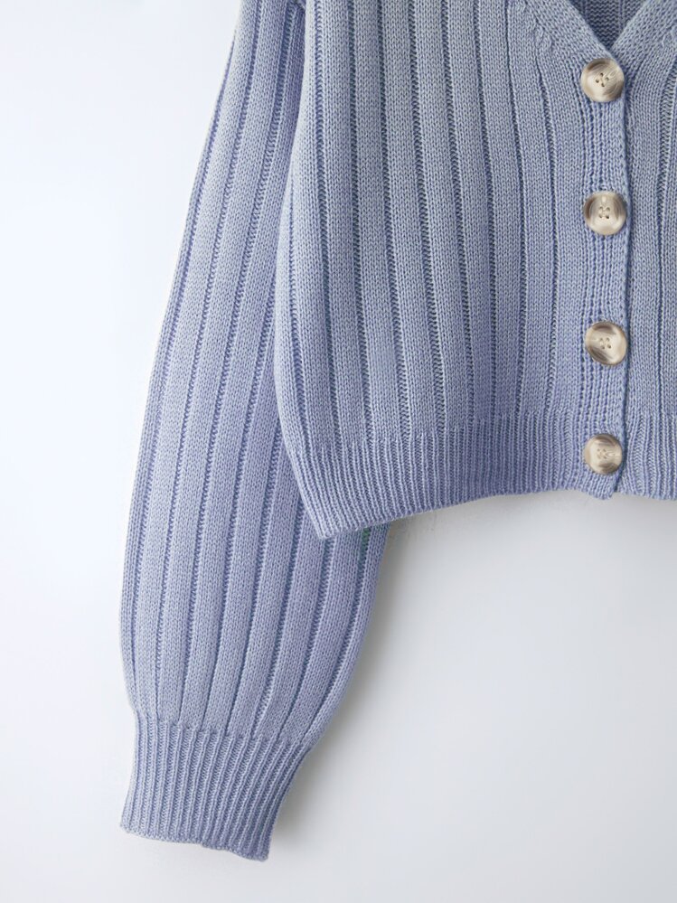 كارديجان بأزرار للنهاية منخفض الأكتاف - أزرق فاتح اللون - مشاهدة 5