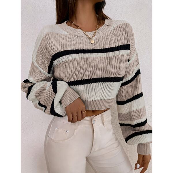 

Color Block Drop Shoulder Sweater, Multicolor