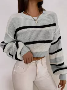 RueChic Colour Block Drop Shoulder Jumper - Light Grey - View 7