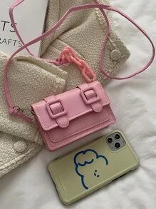 Bolso cuadrado mini solapa rosado - Rosa - Ver 5