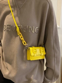 迷你翻蓋方包 - 黃色 - 查看 3