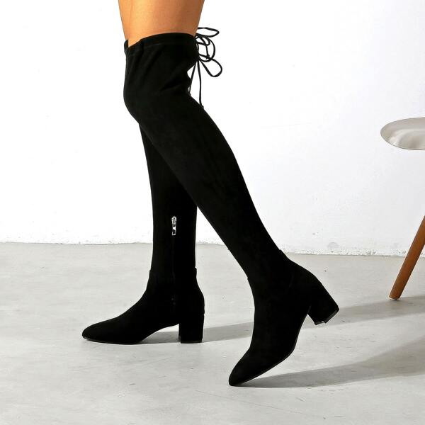 

Minimalist Chunky Heeled Tie Dye Boots, Black