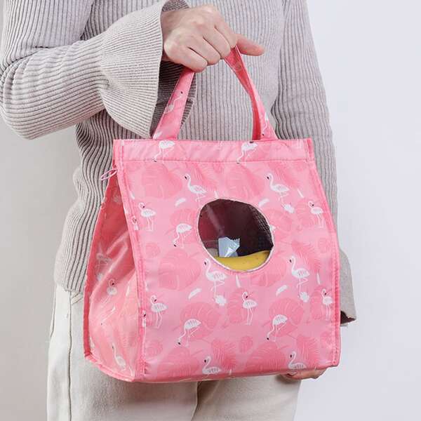 

Flamingo Print Lunch Bag, Pink