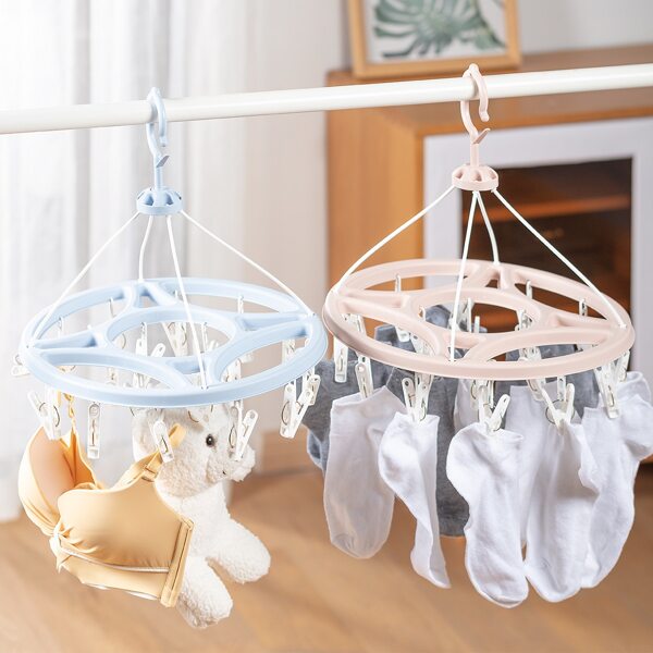 

1pc Random Color Clothes Drying Hanger With Clothespin, Multicolor