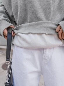 DAZY Letter Graphic Raglan Sleeve Thermal Sweatshirt,Fall Clothes - Grey - View 6