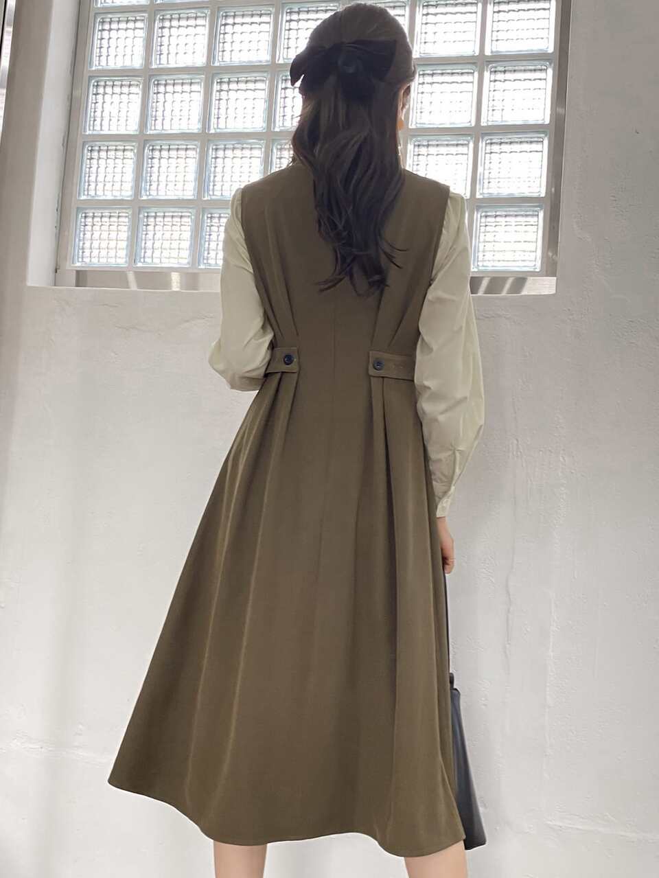 1pc Fold Pleated Sleeveless Dress