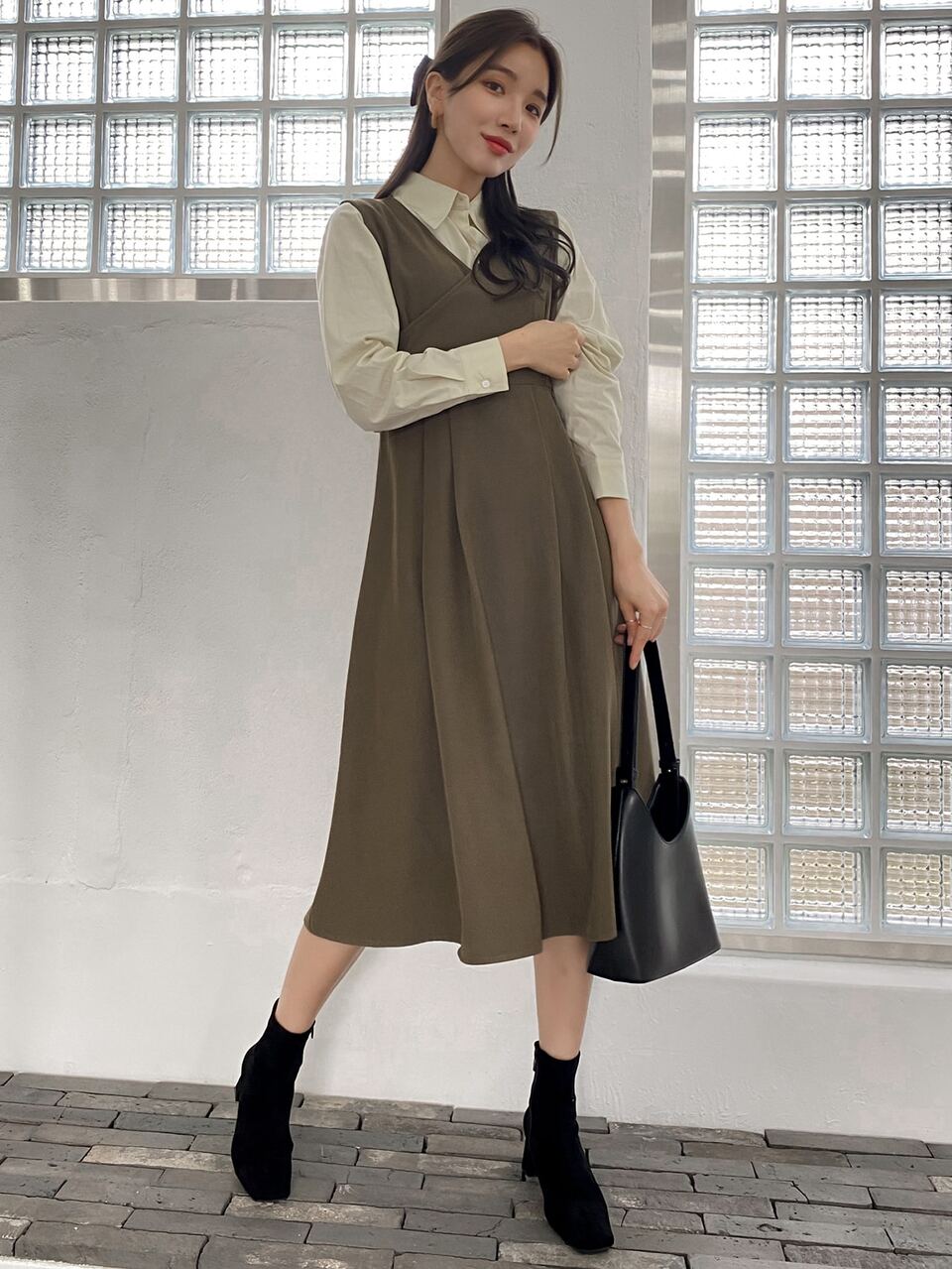1pc Fold Pleated Sleeveless Dress