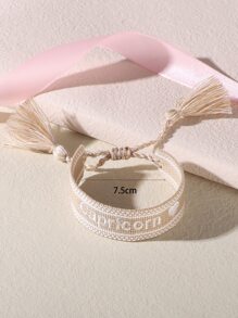 Pulsera con diseño de fleco constelación con bordado de letra - Multicolor - Ver 4