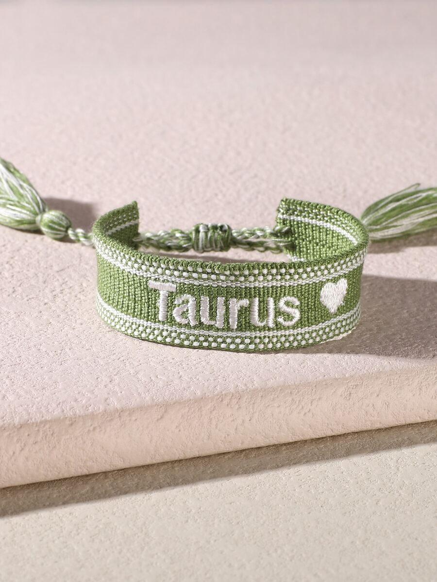 金牛座字母刺繡流蘇裝飾手環 - 彩色 - 查看 1