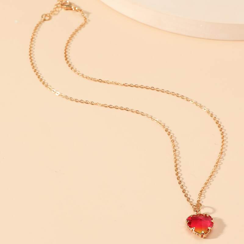 

Heart Crystal Pendant Necklace, Multicolor